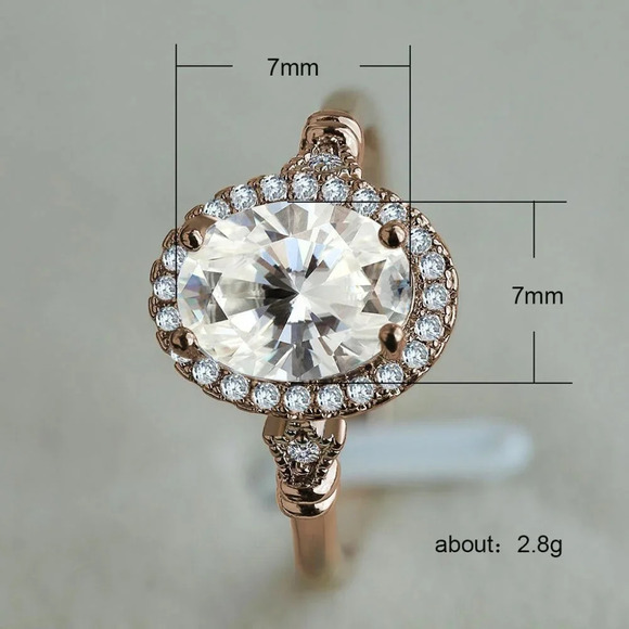 Dazzling Gemstone Beautiful Rose Gold Oval Ring for Women, VIP042 - Picture 9 of 9